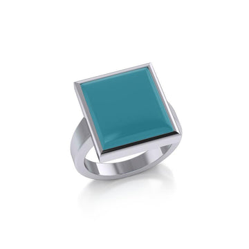Square Inlaid Stone Ring TR3837 - Jewelry